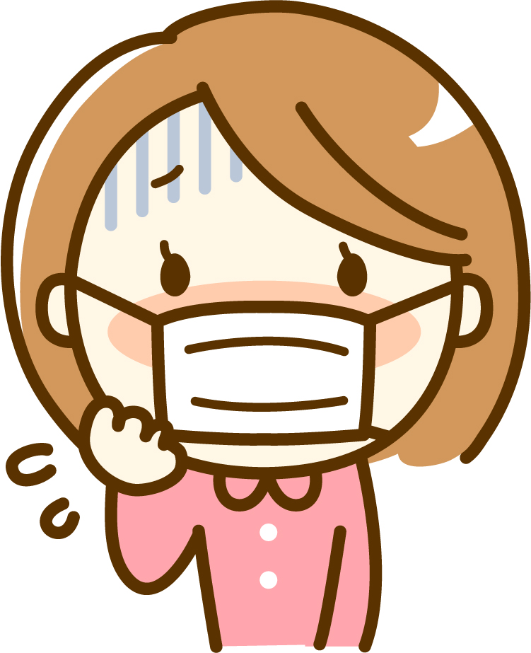 マスクをして具合が悪そうな女性のイラスト