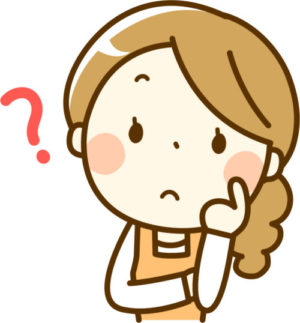 疑問符を浮かべて考え込む女性のイラスト