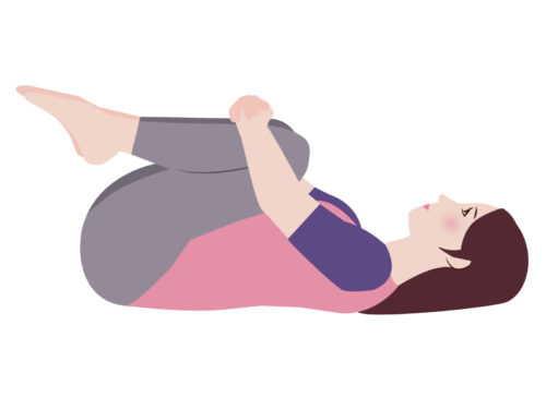あおむけで膝を抱えるストレッチのイラスト