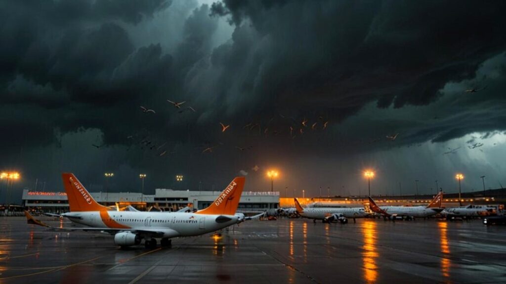 荒天の空港(JAL台風26号)