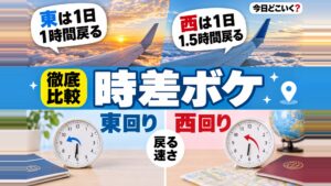 時差ボケは何日で治る？東回りは1日1時間しか戻らない