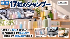 飛行機のシャンプー持ち込みは何mlまで？17社の上限を比べた