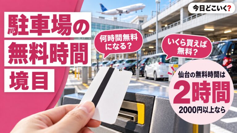 空港のショッピングモール駐車場は何時間無料？7空港で違う境目