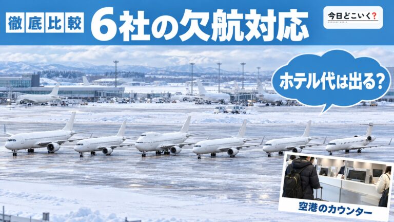 飛行機が欠航したら何をしてもらえる?航空会社6社の対応を比べた