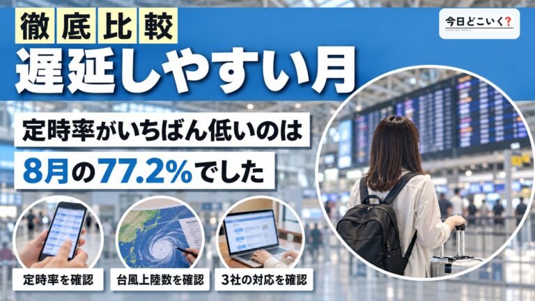 飛行機が遅延しやすい月は？定時率は8月の77.2%がいちばん低い