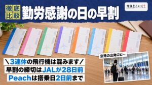 勤労感謝の日に飛行機は混む？3連休の早割を6社で比べた