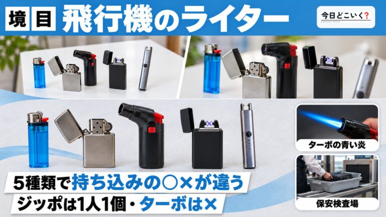 飛行機のライターは5種類で○×が違う!ジッポとターボの境目