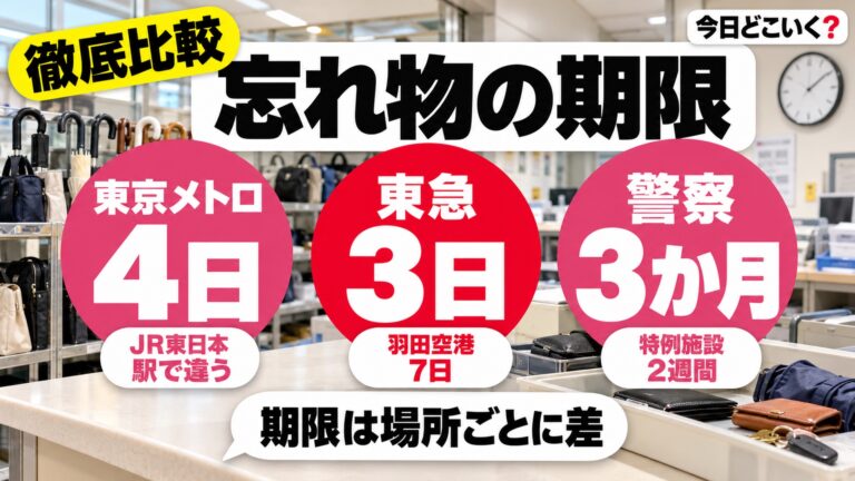 忘れ物の保管期間は東京メトロ4日目と警察3か月など6か所で違う