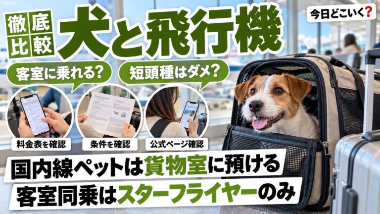 ペット連れの飛行機は国内線6社で料金と短頭種の扱いが違う