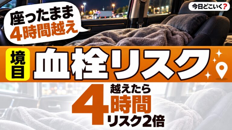 車中泊は何時間で危ない？エコノミークラス症候群は4時間で約2倍