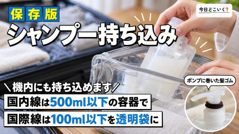 飛行機にシャンプーは持ち込める？没収・液漏れ知らずのコツ