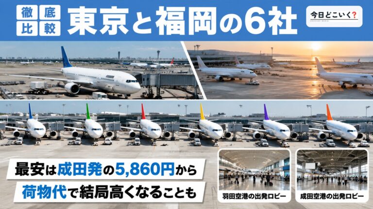 東京から福岡へ飛ぶ6社の違いを比べた！羽田と成田どっちが安い