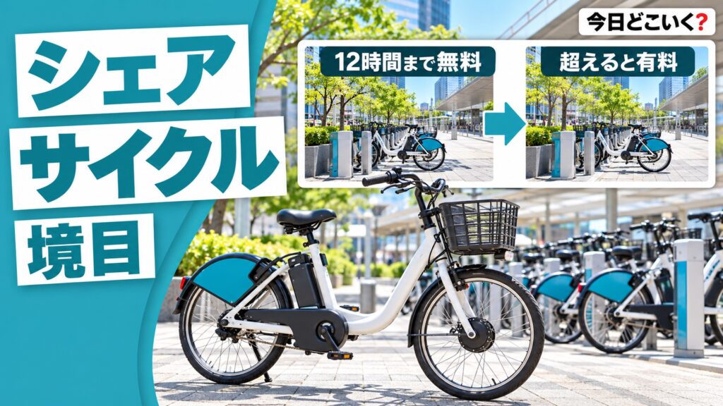 内房線の運転再開までシェアサイクル、姉ケ崎〜長浦は12時間無料 図の中の文字: 12時間まで無料、超えると有料