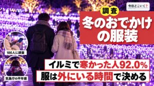 冬のおでかけの服装は？イルミネーションや初詣で100人が困った寒さ